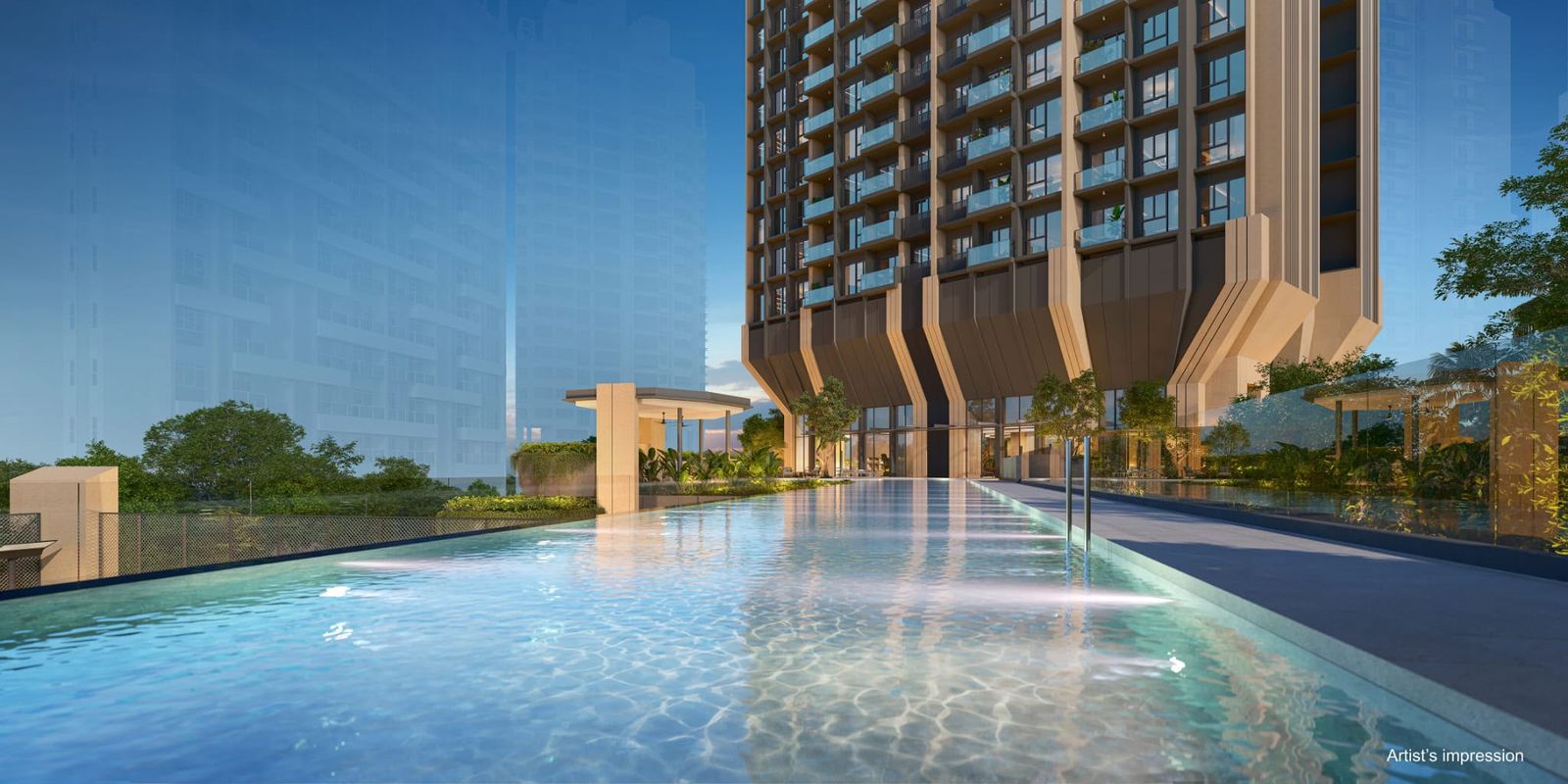 Artist's impression of the lap pool beside the tower