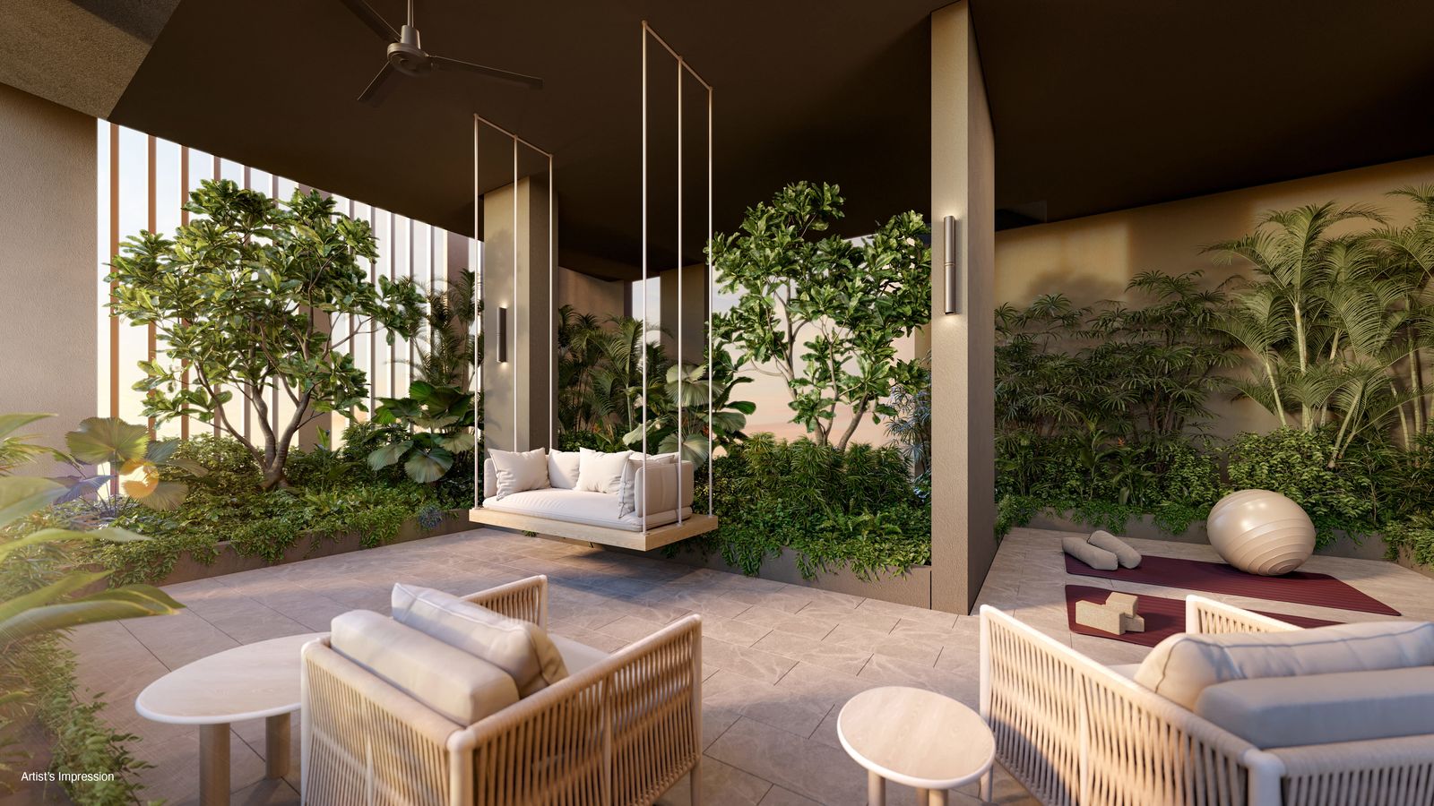 Artist's impression of a garden pavilion lounge